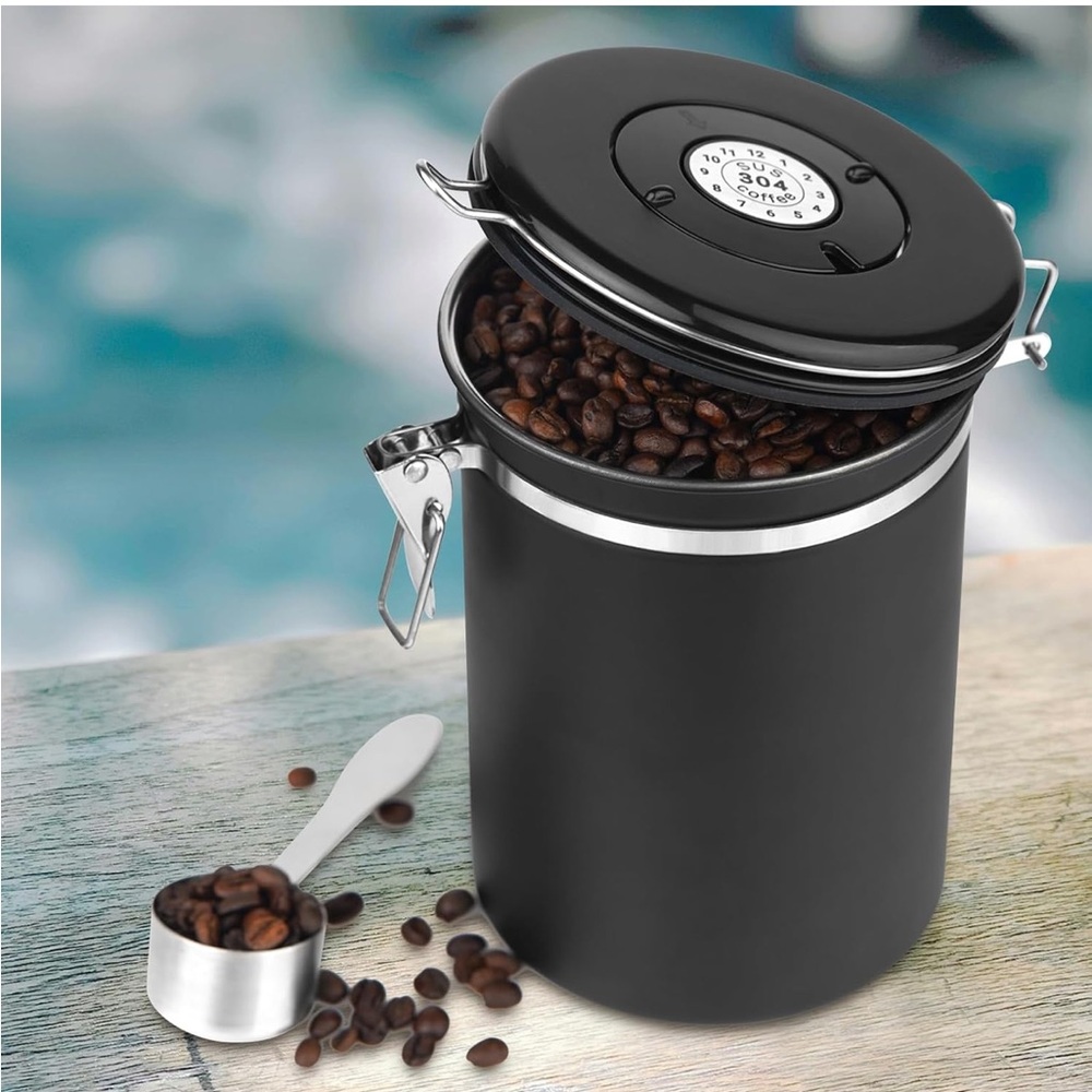Coffee Canister Storage Container - 22OZ Stainless Steel Airtight Bean Grounds